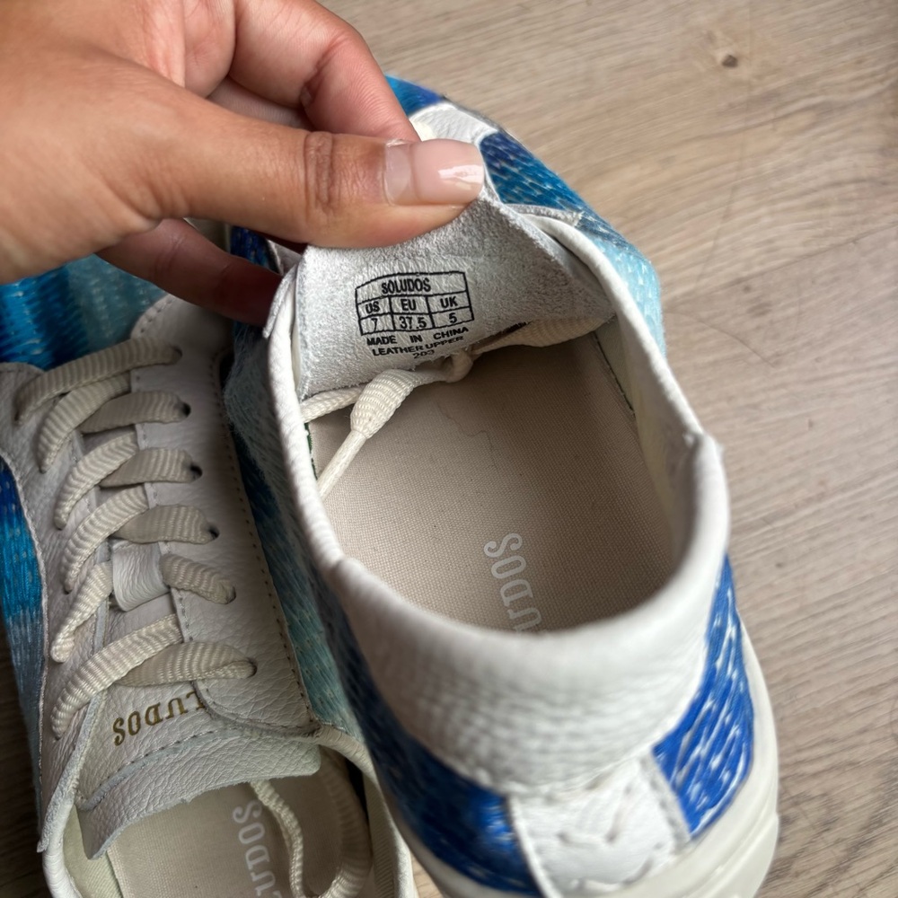 Soludos Ombré Ibiza Embroidered Sneaker Blue Size 7 - Picture 7 of 7